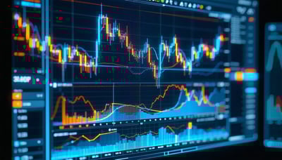 AI-driven trading platform interface with charts and analytics